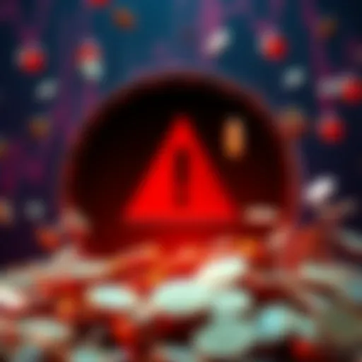 Graphic showing a cryptocurrency exchange logo with a red alert symbol and falling coins to represent a hack