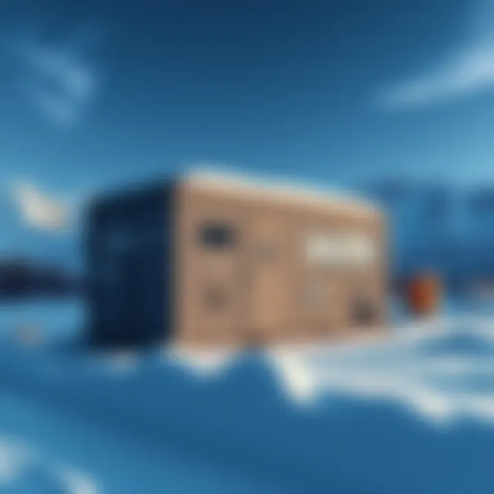 A BlockBox container used by HUT8 sits in a snowy Alberta mining site, showcasing its weather-resistant design.