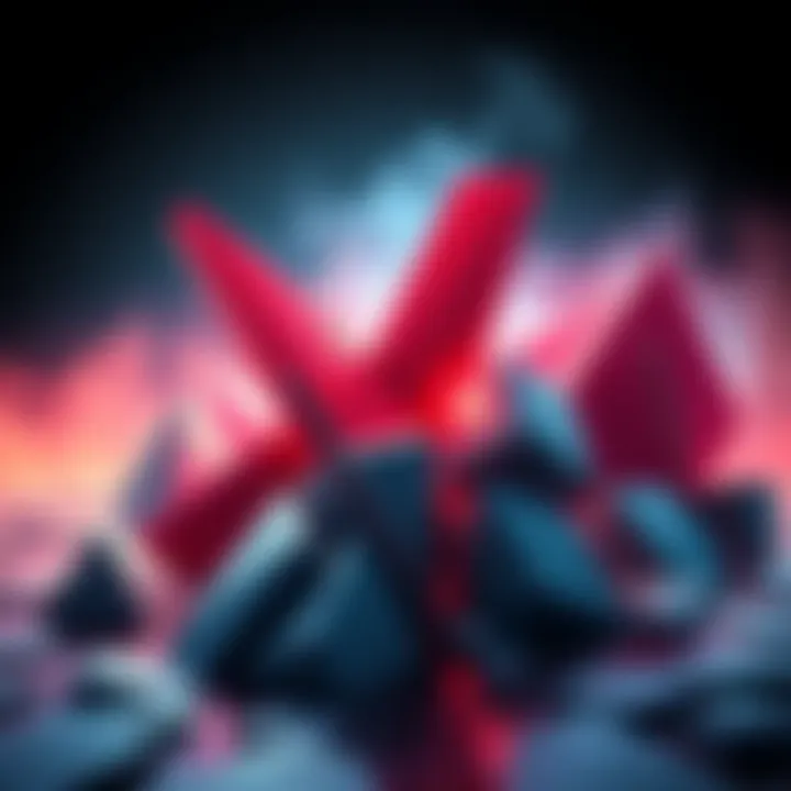 A graphic representation of abstract shapes struggling against obstacles, symbolizing current challenges faced by the project.