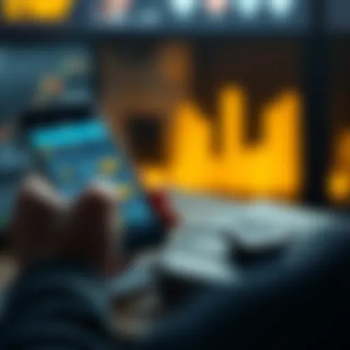 A person using a smartphone app to view their passphrase wallet, showing a digital wallet interface with cryptocurrency icons, while a Trezor device is visible but disconnected, symbolizing easy access to funds despite disconnection.