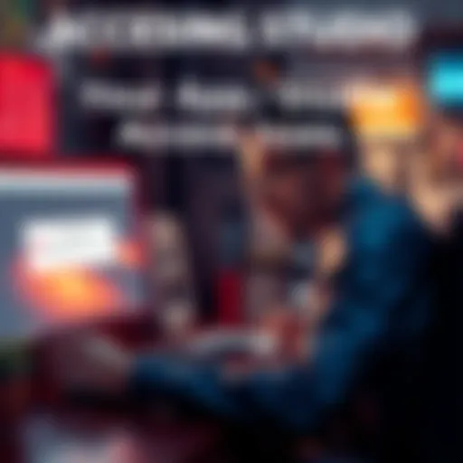 A person sitting at a computer with a confused expression, looking at an error message on the screen about App Studio access issues.