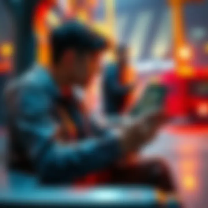 A person using a phone mining app to mine Aeternity cryptocurrency in a casual setting