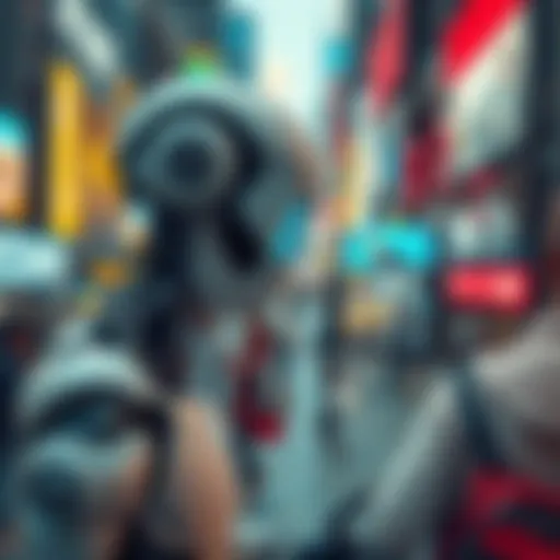 A robot analyzing various everyday scenes and experiences of people in a city.
