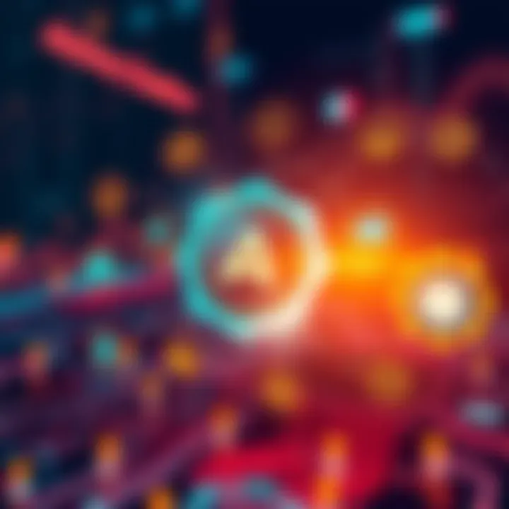 A graphic showing technical advancements of Alchemy Chain in blockchain technology with icons representing various features.