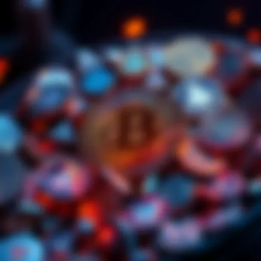 A visual representation of various altcoins surrounding a central Bitcoin symbol, indicating investment growth and diversification.