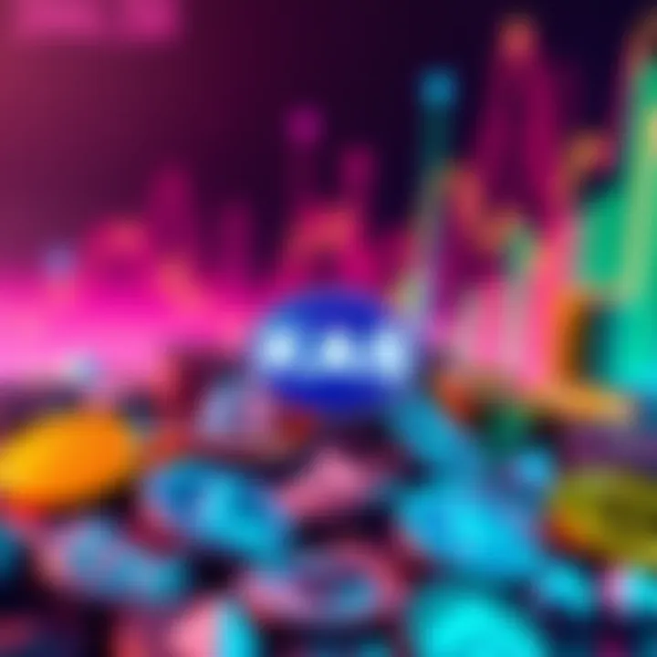 A visual representation of altcoins with KAS highlighted, set against a colorful background symbolizing rising market trends.