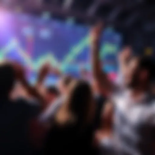 People celebrating the beginning of altcoin season with charts and digital coins in the background