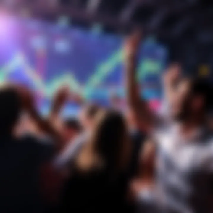 People celebrating the beginning of altcoin season with charts and digital coins in the background