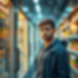 A person looks worried while standing next to a cold storage unit, depicting anxiety about food safety.