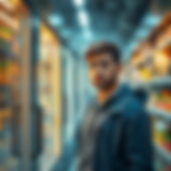 A person looks worried while standing next to a cold storage unit, depicting anxiety about food safety.