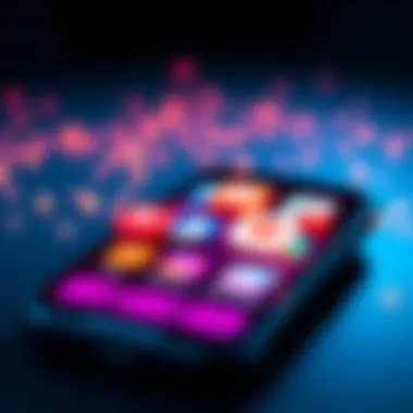 A smartphone displaying several app icons, symbolizing app promotion and community feedback.