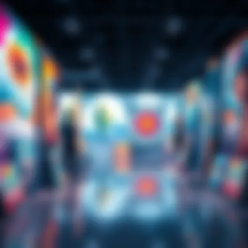 A vibrant display of unique artworks featuring various styles and colors, allowing viewers to appreciate the creativity of artists.