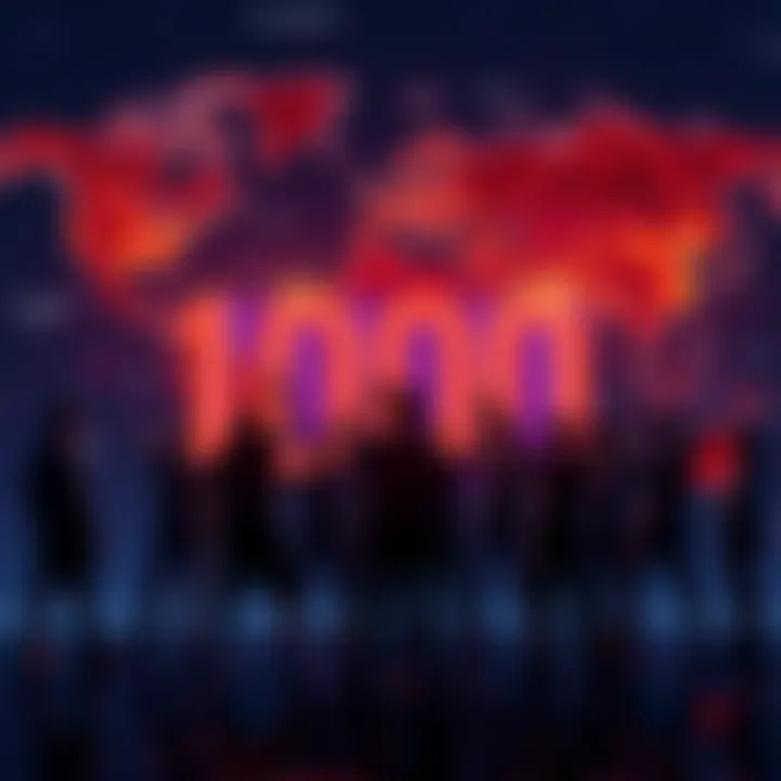 Players with 1000 Parcels A group of AtlasEarth players celebrating their achievement of owning 1000 parcels, with a digital map and parcels in the background.