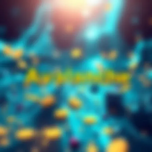 Representation of Avalanche's liquid staking concept with a bright, digital background showing flowing tokens and validator nodes.
