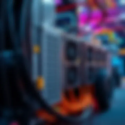 A close-up view of the Avalon Q mining unit with power cables and a cooling system, ready for operation.