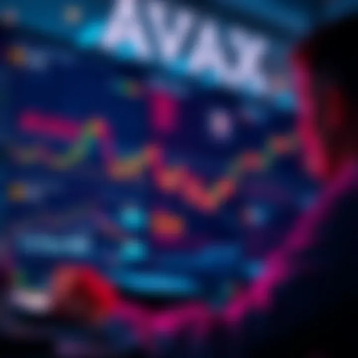 A person analyzing investment charts with a focus on AVAX cryptocurrency, showing interest in its potential gains.