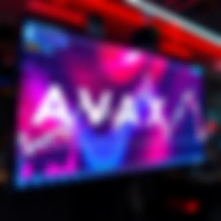 A digital screen displaying a fluctuating price chart of AVAX, highlighting recent drops and potential future gains.