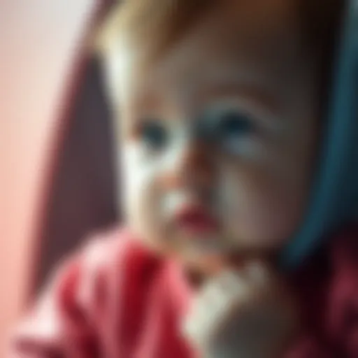 A baby looking intently with a curious expression, symbolizing the ongoing debate about baby health concerns.
