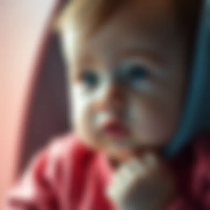 A baby looking intently with a curious expression, symbolizing the ongoing debate about baby health concerns.
