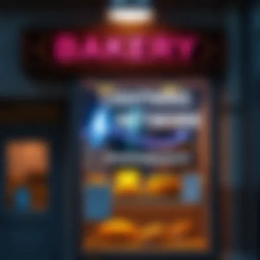 A small bakery storefront with a sign promoting Lightning Network payments, showing bread and baked goods in the window.