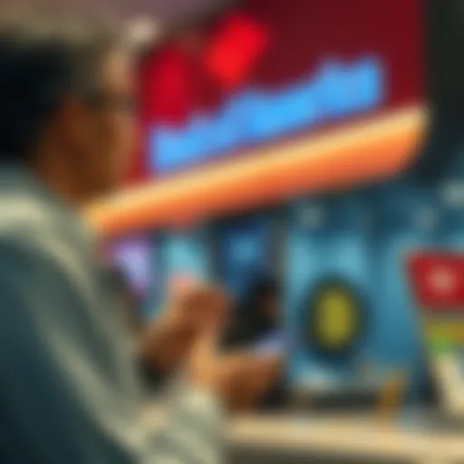 A customer at a Bank of America branch buying bitcoin on a mobile device
