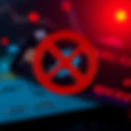 A graphic showing a credit card with a prohibition sign over a Bitcoin symbol, representing Barclays' ban on crypto transactions.
