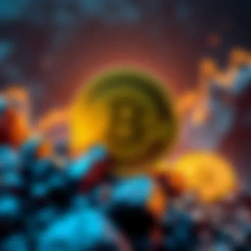 Bitcoin Cash logo rising against Bitcoin SV logo dropping, symbolizing market trends in cryptocurrency rankings