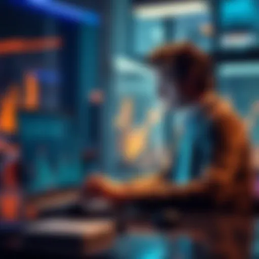 A beginner looking at a laptop with graphs and charts about SOL investments on the screen