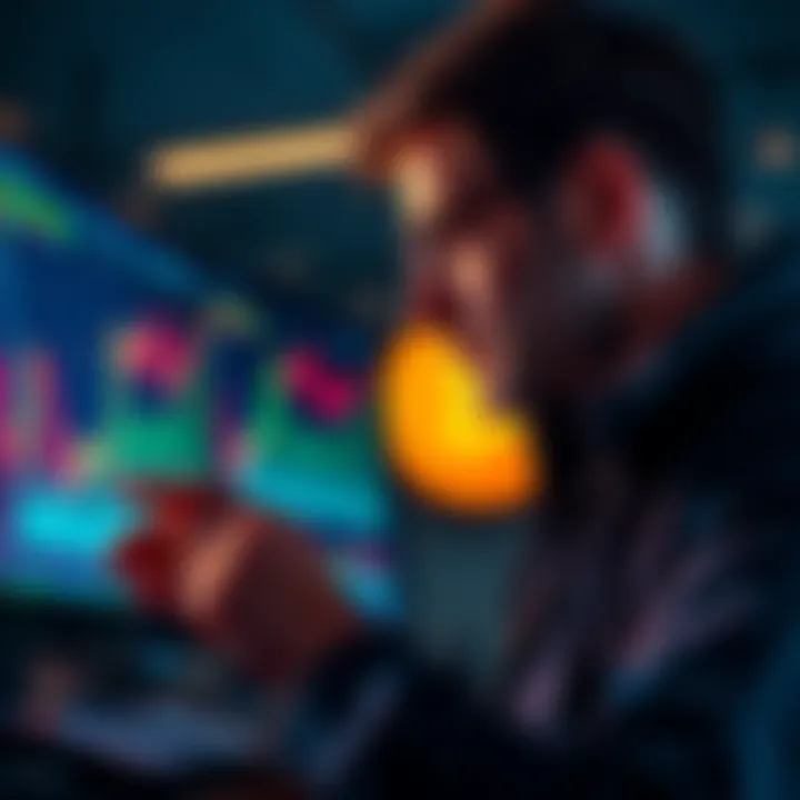 A new trader looks at a chart of Bitcoin prices, considering buying and selling options