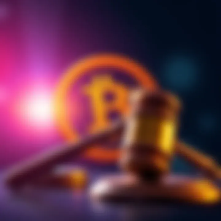 Binance logo with gavel symbolizing a legal dispute with FTX