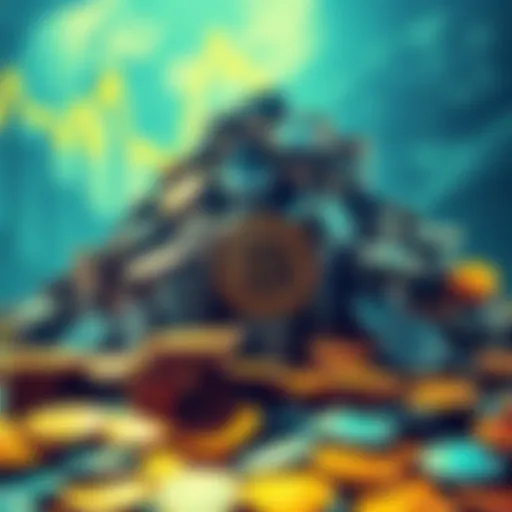 A visual representation of large companies and investors hoarding Bitcoin, showing a pile of coins overshadowing smaller stacks, symbolizing limited availability for regular investors.
