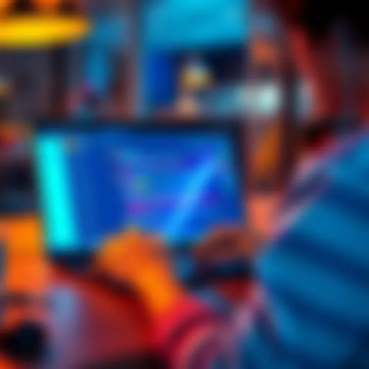 A person using a laptop to make a Lightning payment on a forum discussion about Bitcoin tips.