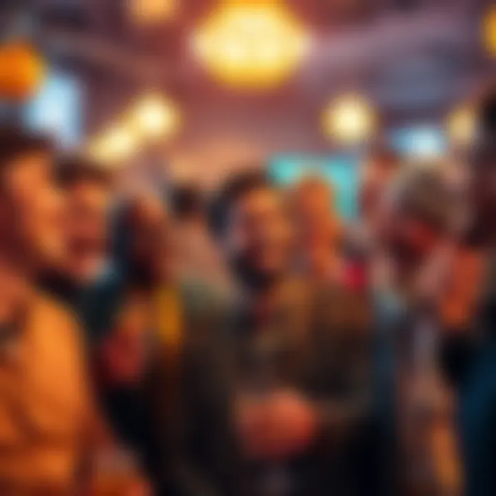 A group of people laughing and sharing Bitcoin memes in a vibrant community setting, celebrating crypto humor.