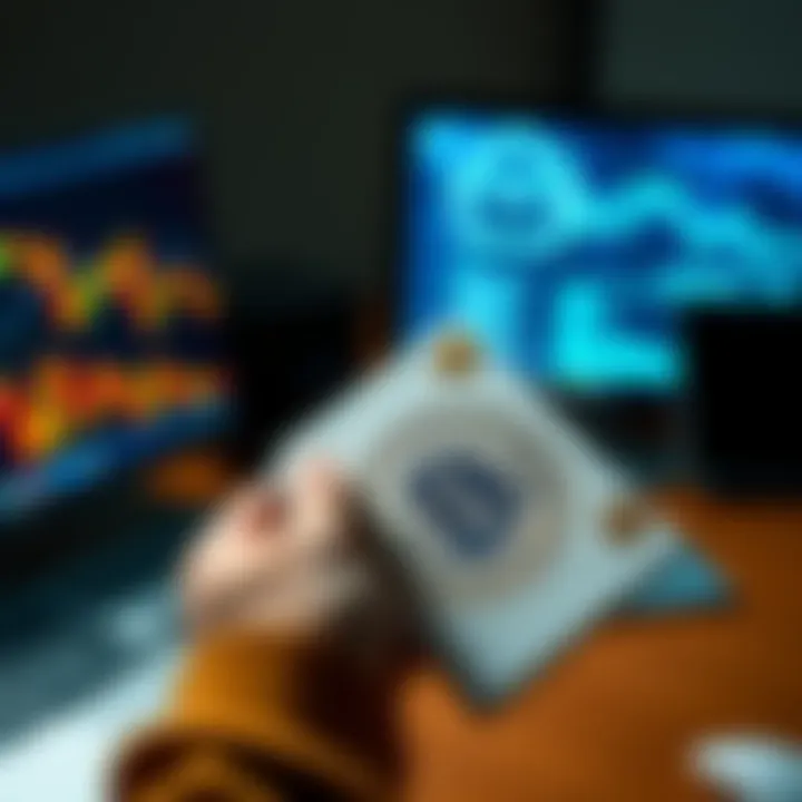 A person holding a paper wallet with Bitcoin QR code, illustrating offline transaction methods, next to a computer without internet access.