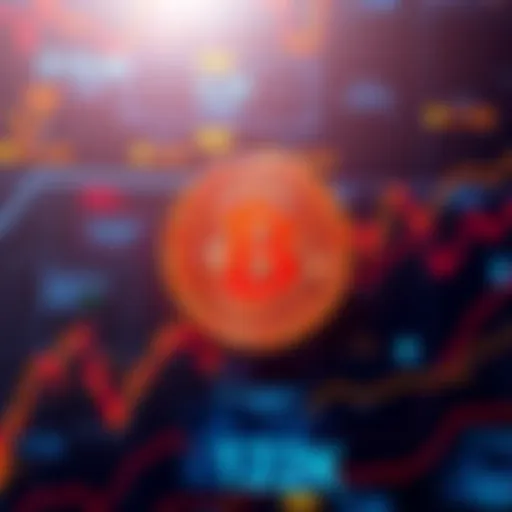 A Bitcoin price chart showing a surge to $122K with a graph indicating low retail interest, and contrasting symbols for institutional investment and AI trends.