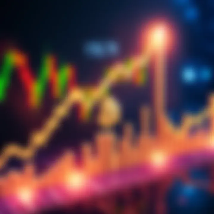 Graph showing Bitcoin price trending upwards with a chart background