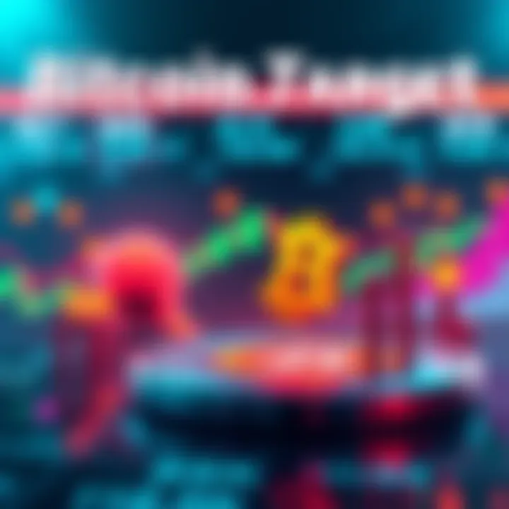 A chart showing Bitcoin prices rising towards the 200K mark with arrows and market symbols around it