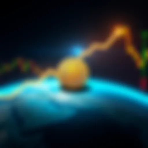 A graphical representation of Bitcoin value rising above 100K against a backdrop of global markets and a map of Iran.