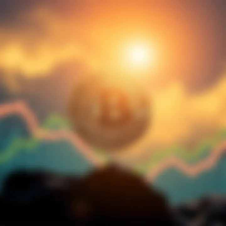 A graphic showing the Bitcoin logo with an upward trending arrow, indicating a rise in value.