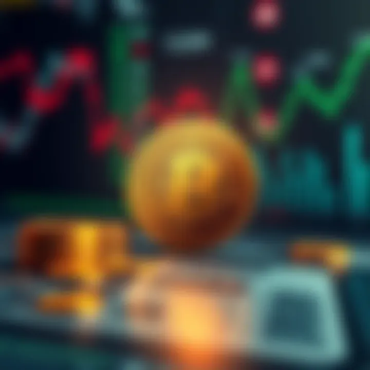 A Bitcoin symbol fading against a backdrop of declining charts and currencies, symbolizing struggles in popularity.