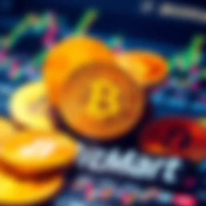 A graphic depicting Bitcoin symbols and the BitMart logo, representing cryptocurrency trading opportunities
