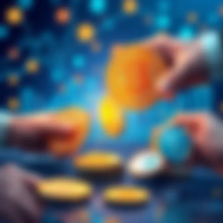 A digital illustration showing Bitcoin coins being exchanged for Tether tokens in a secure online environment