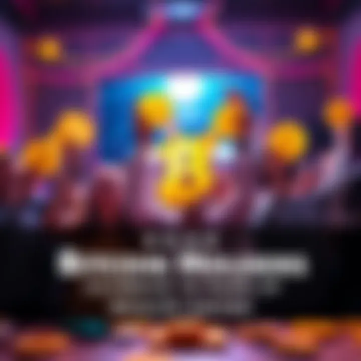 A group of happy people holding Bitcoin symbols while celebrating in a festive atmosphere.