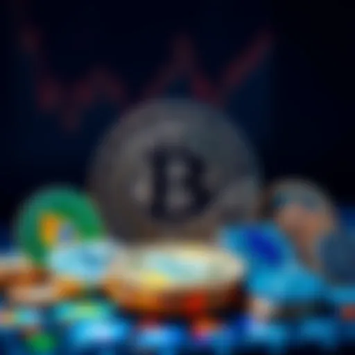 A visual representation showing Bitcoin alongside various other cryptocurrencies, highlighting competition in the market.