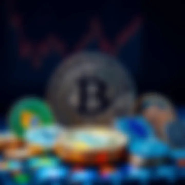 A visual representation showing Bitcoin alongside various other cryptocurrencies, highlighting competition in the market.