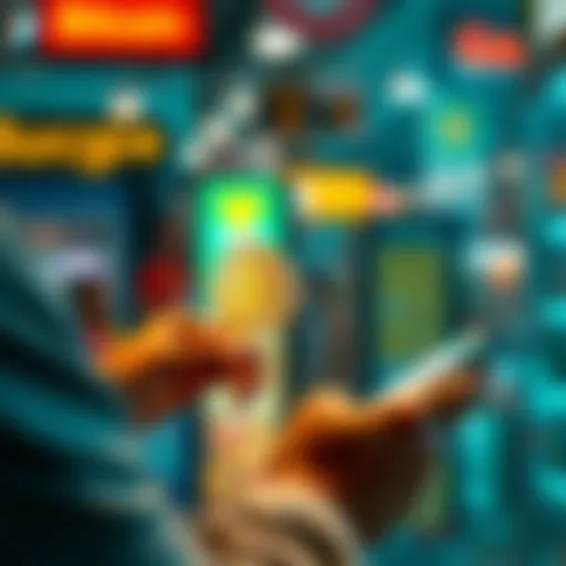 A person making a purchase with Bitcoin on a mobile app