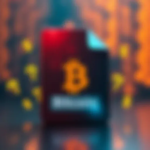 A visual representation showing a digital file labeled Bitcoin, with dollar signs and question marks around it, illustrating uncertainty in its value.