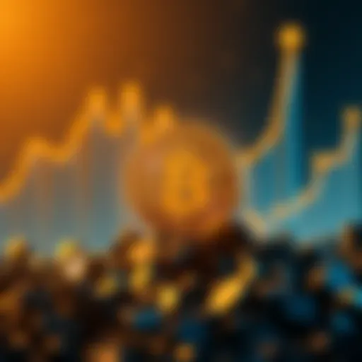 A visual representation of Bitcoin's market dominance falling below 60%, with altcoins rising in the background symbolizing potential growth.