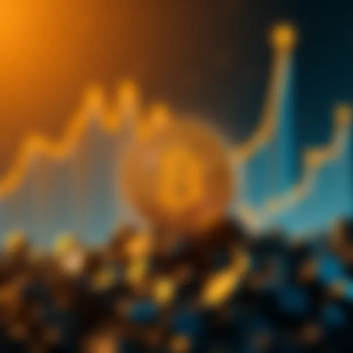 A visual representation of Bitcoin's market dominance falling below 60%, with altcoins rising in the background symbolizing potential growth.