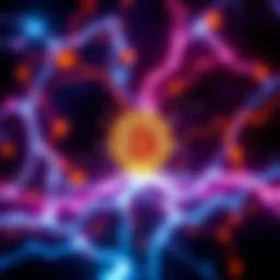 Illustration showing electricity transforming into Bitcoin symbols, representing the conversion of energy into digital currency.